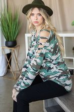 Load image into Gallery viewer, Camo Print Caged Long Sleeve Tunic
