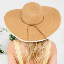 Load image into Gallery viewer, Panama Brim Summer Hat with Brown Braided Strap
